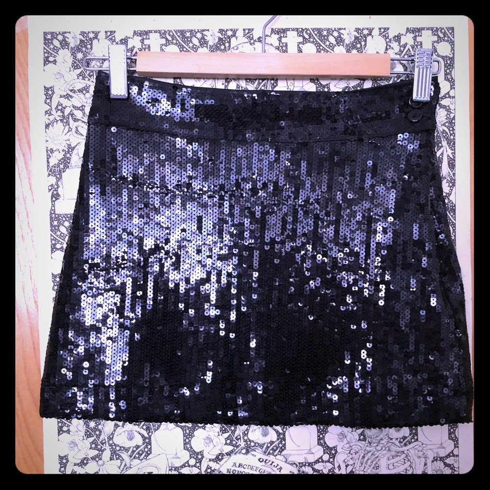 Black sequin mini skirt
